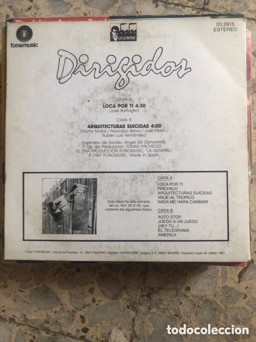 Discos de vinilo: SGL DIRIGIDOS LOCA POR TI 1987 - Foto 2