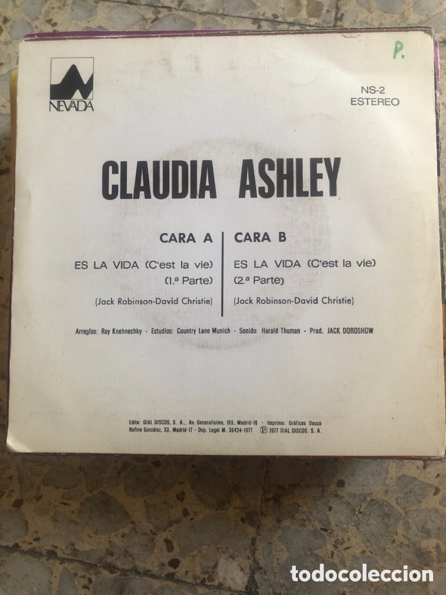 Discos de vinilo: SGL CLAUDIA ASHLEY ES LA VIDA 1977 - Foto 2