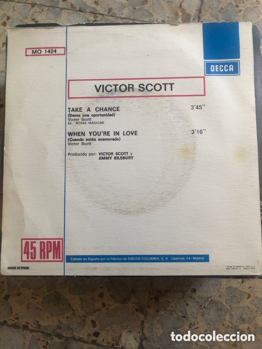 Discos de vinilo: SGL VICTOR SCOTT TAKE A CHANCE 1974 - Foto 2