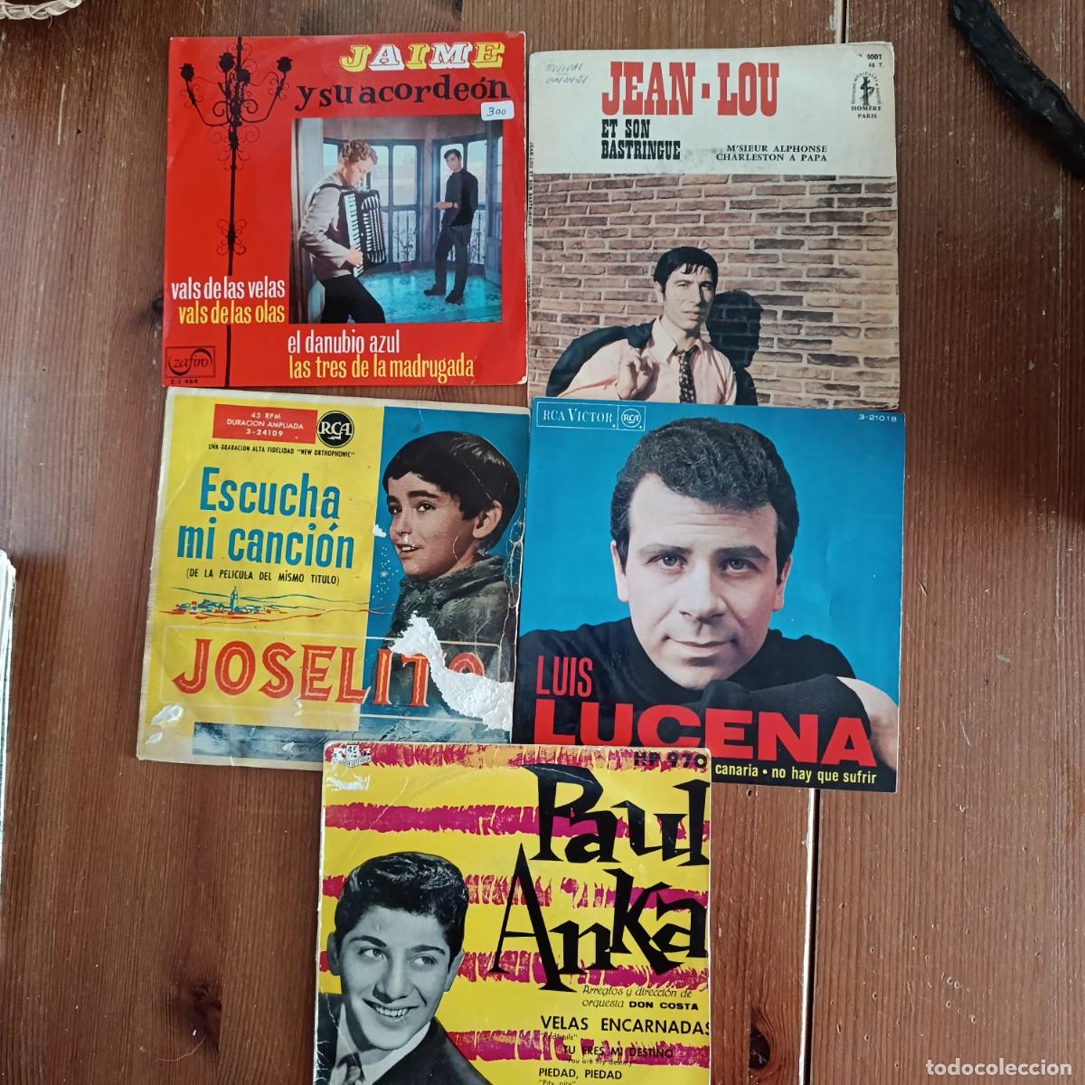 Discos de vinilo: LOTE DE 5 SINGLES Y EPS DE M&Uacute;SICA VARIADA, FRANCESA Y FLAMENCA - JOSELITO, PAUL ANKA, LUIS LUCENA...