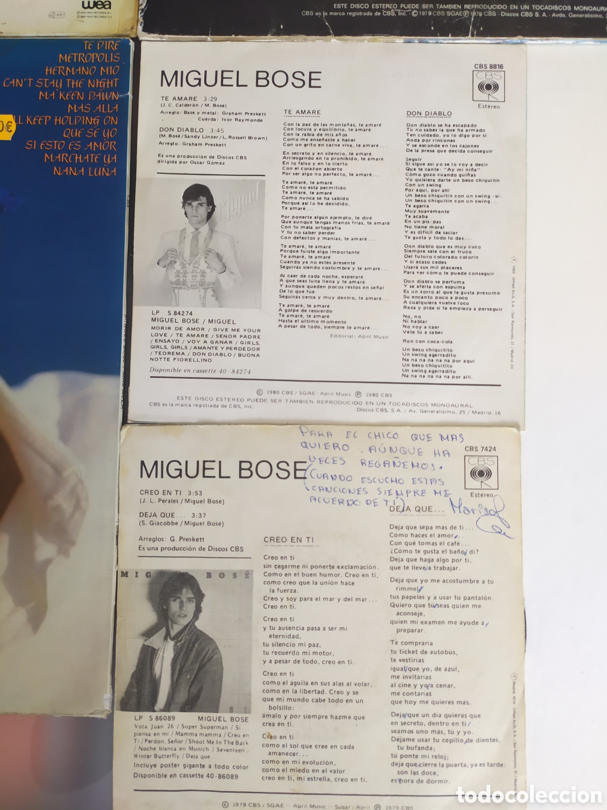 Discos de vinilo: Lote 7 vinilos Miguel Bos&eacute; - Foto 8
