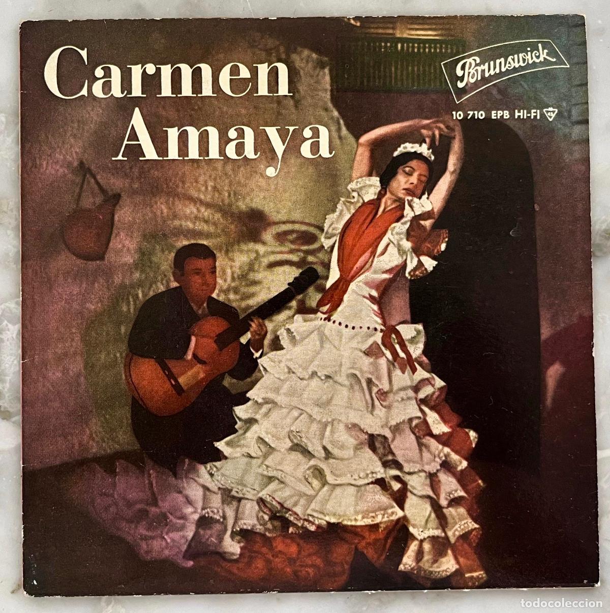 Discos de vinilo: CARMEN AMAYA. CON SABICAS. SOLEARES + 2 TEMAS. SOLO PORTADA EP ESPA&Ntilde;A
