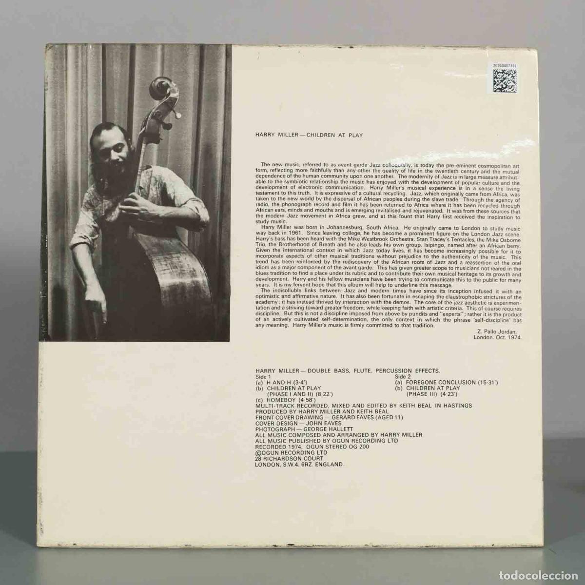 Discos de vinilo: LP. Children at Play - Harry Miller - Foto 2