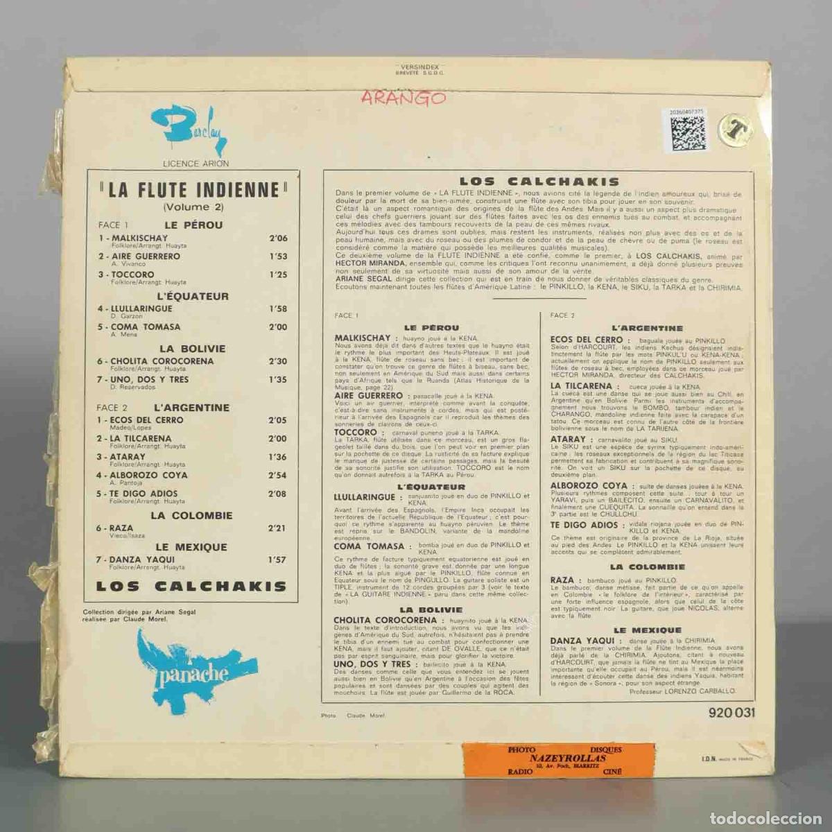 Discos de vinilo: LP. La Flute Indienne Volume 2 - Los Calchakis, Guillermo de la Roca - Foto 2