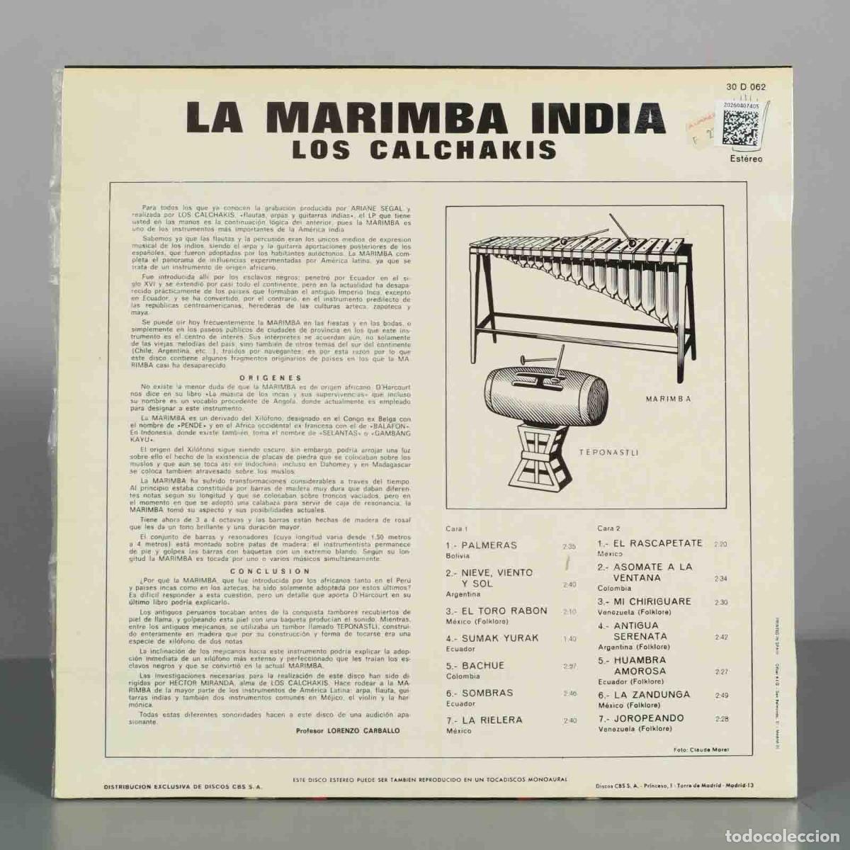 Discos de vinilo: LP. La Marimba India - Los Calchakis - Foto 2