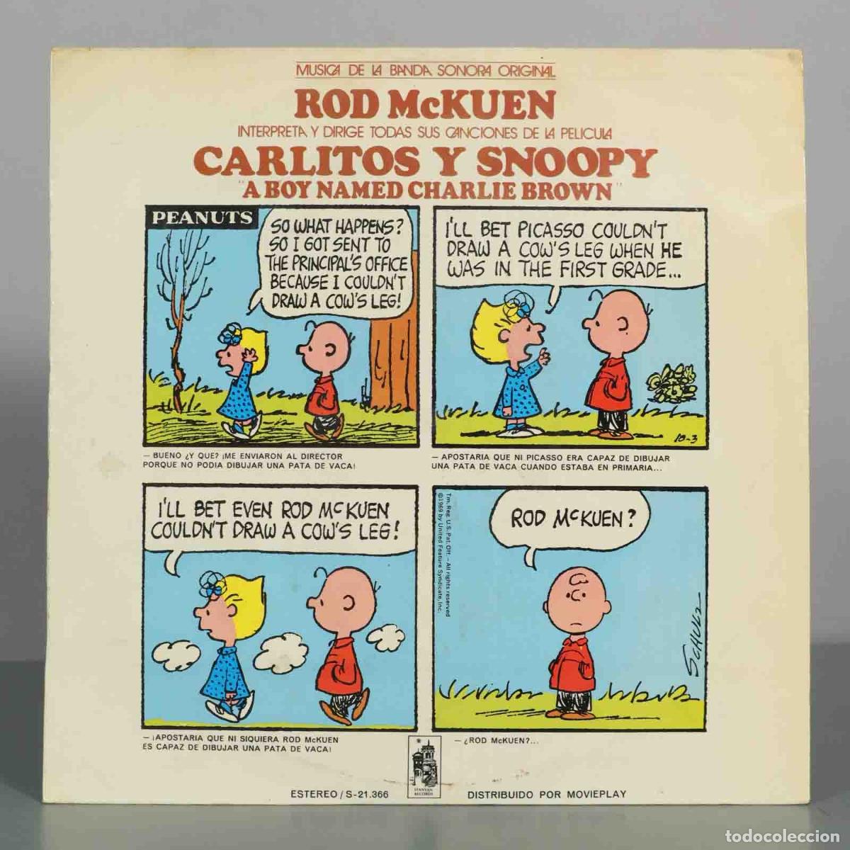Discos de vinilo: LP. Carlitos y Snoopy - A Boy Named Charlie Brown - Rod McKuen