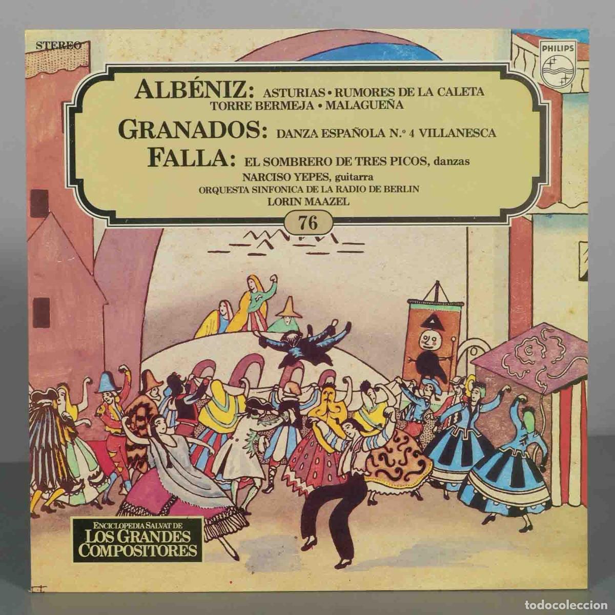 Discos de vinilo: LP. Alb&eacute;niz, Granados, Falla - Narciso Yepes, Orquesta Sinf&oacute;nica de la Radio de Berl&iacute;n, Lorin Maaze