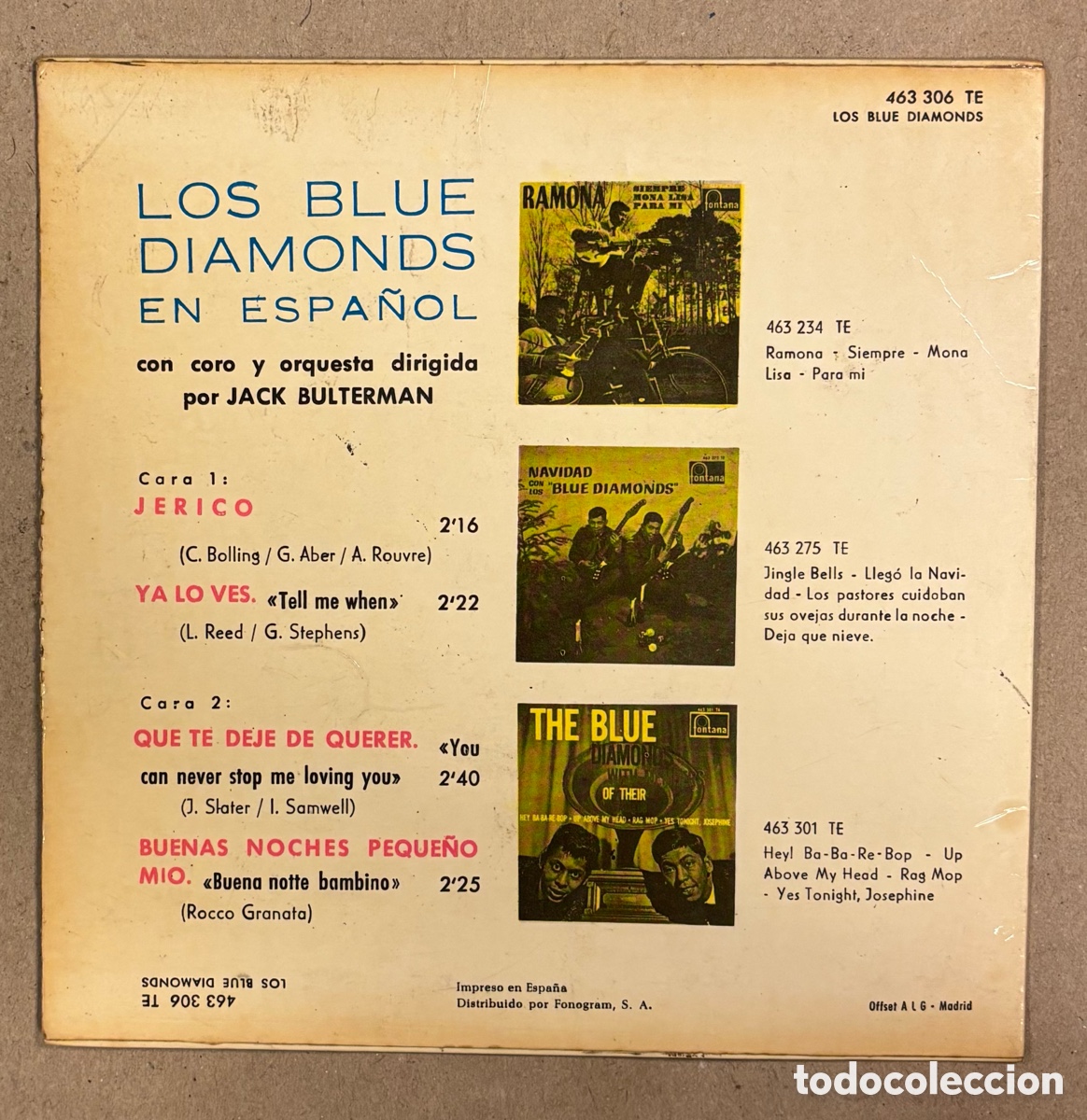 Discos de vinilo: SINGLE VINILO. THE BLUE DIAMONDS (EN ESPA&Ntilde;OL). - Foto 2