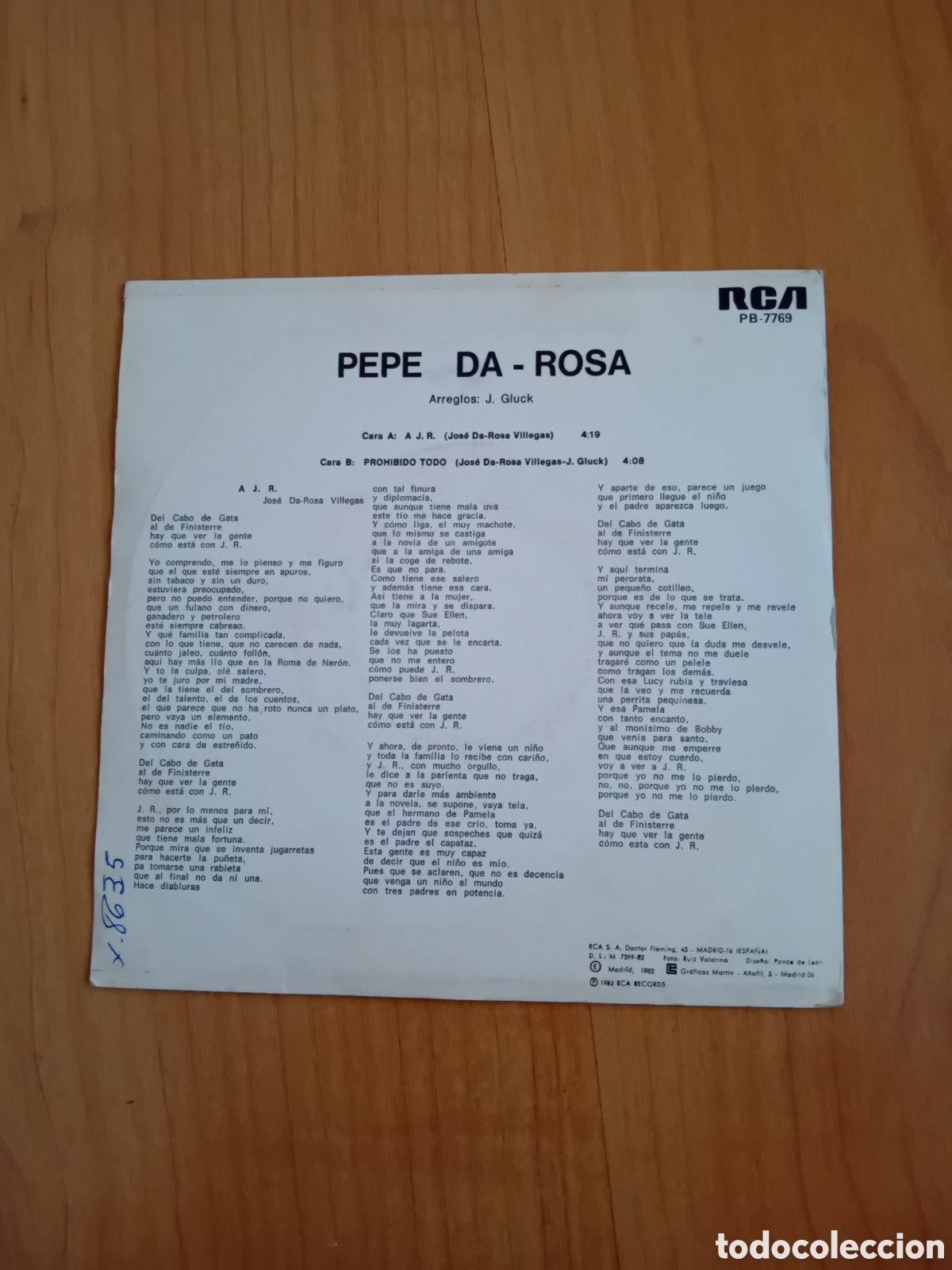 Discos de vinilo: PEPE DA ROSA. A JR... - Foto 2