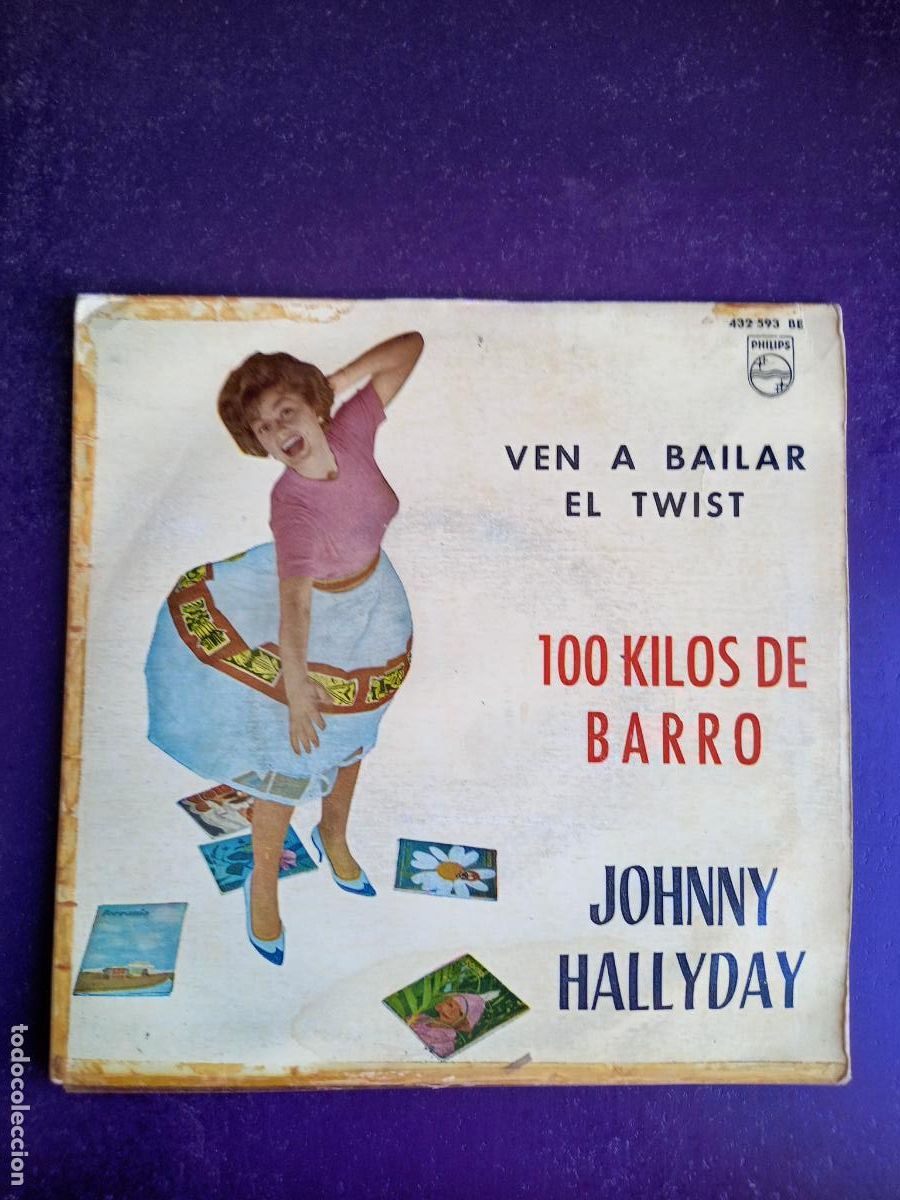 Discos de vinilo: Johnny Hallyday &lrm;&ndash; Ven A Bailar El Twist +3 - EP PHILIPS 1963 - FRANCIA ROCK, POCO USO