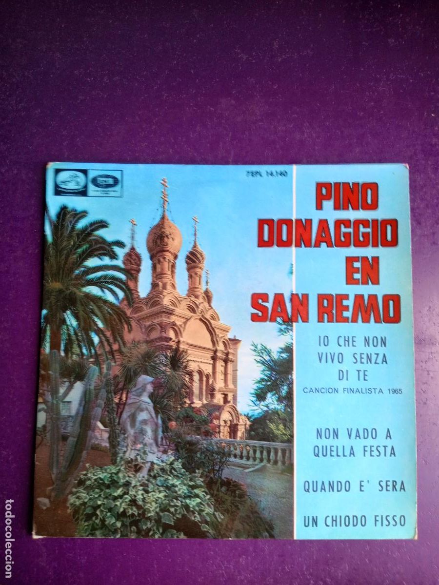 Discos de vinilo: Pino Donaggio En San Remo - Io Che Non Vivo Senza Di Te = Yo Que No Vivo - EP EMI 1965 - ITALIA POP