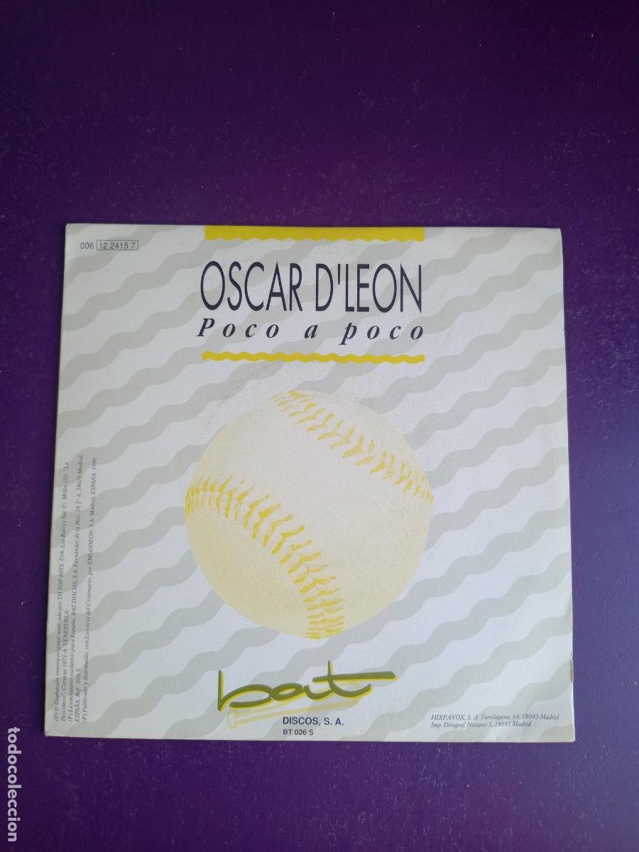 Discos de vinilo: Oscar D' Le&oacute;n &ndash; Poco A Poco - Sg BAT 1991 - SALSA LATIN - MUY POCO USO