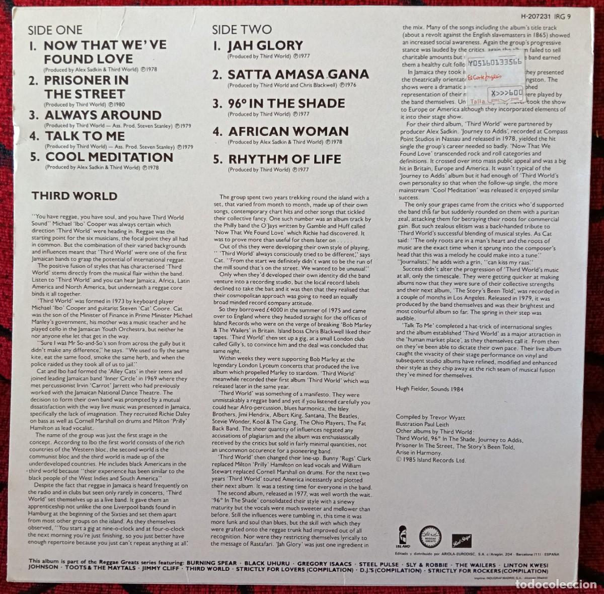 Discos de vinilo: THIRD WORLD ** Reggae Greats ** VINILO LP 1985 - Foto 2