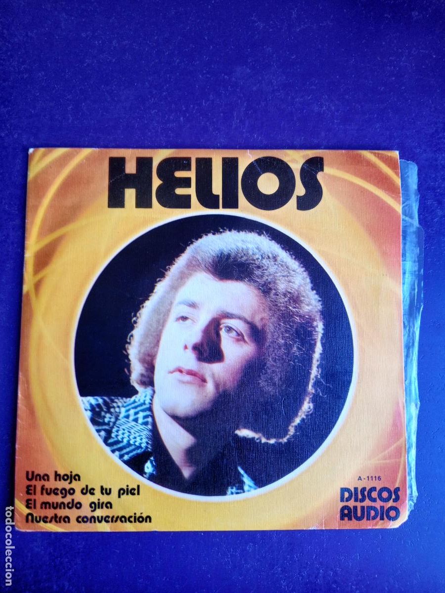 Discos de vinilo: HELIOS - EP AUDIO VIDEO 1976 una hoja/ el mundo gira +2 - MELODICA POP - FIRMADO POR ARTISTA DETRAS