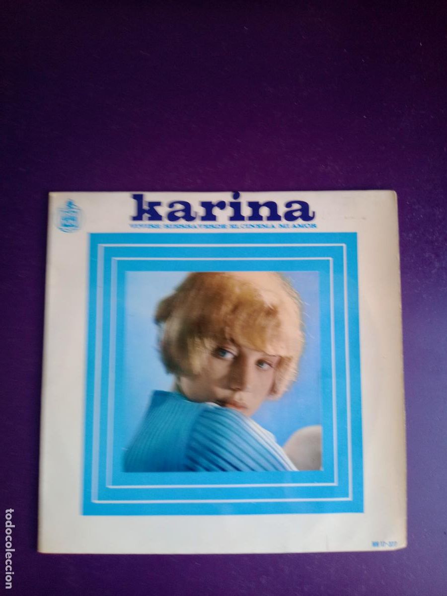 Discos de vinilo: Karina &lrm;&ndash; Vivire / Hierba Verde / El Cinema / Mi Amor - EP HISPAVOX 1966 - FIRMADO DETRAS POR ELLA