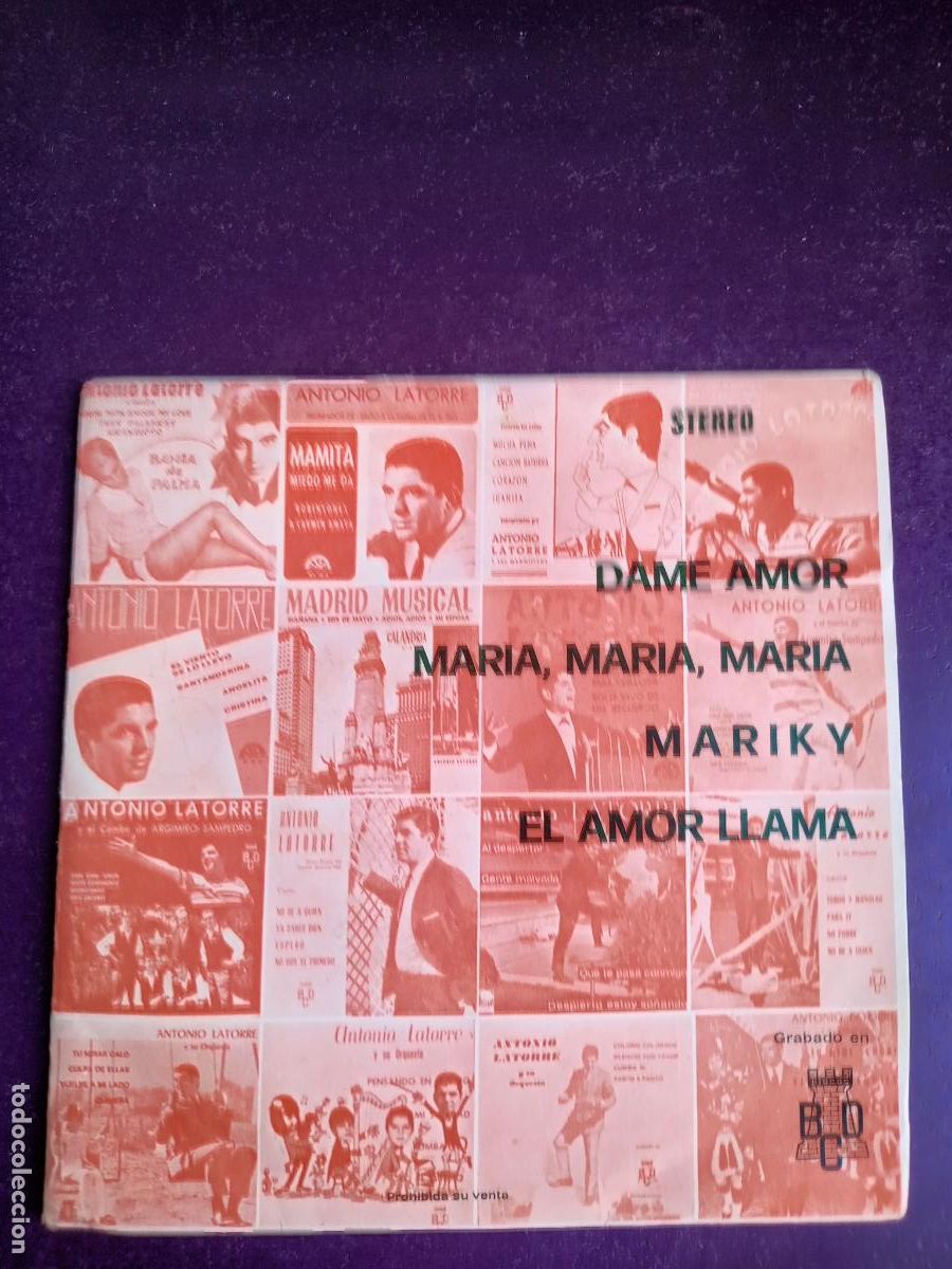 Discos de vinilo: Antonio Latorre Y Su Orquesta - EP BCD 1969 - DAME AMOR/ MARIKY +2 - JAZZ LOUNGE POP