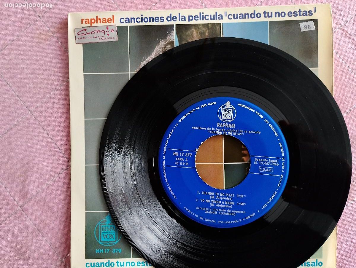 Discos de vinilo: Raphael &ndash; Cuando T&uacute; No Est&aacute;s 1966 - Foto 4