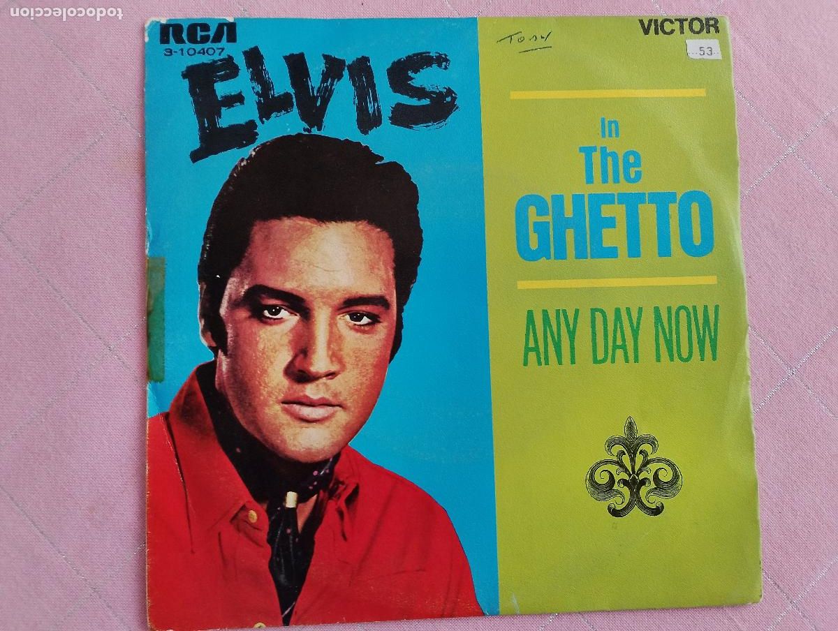 Discos de vinilo: Elvis &ndash; In The Ghetto / Any Day Now, ed espa&ntilde;ola 1969