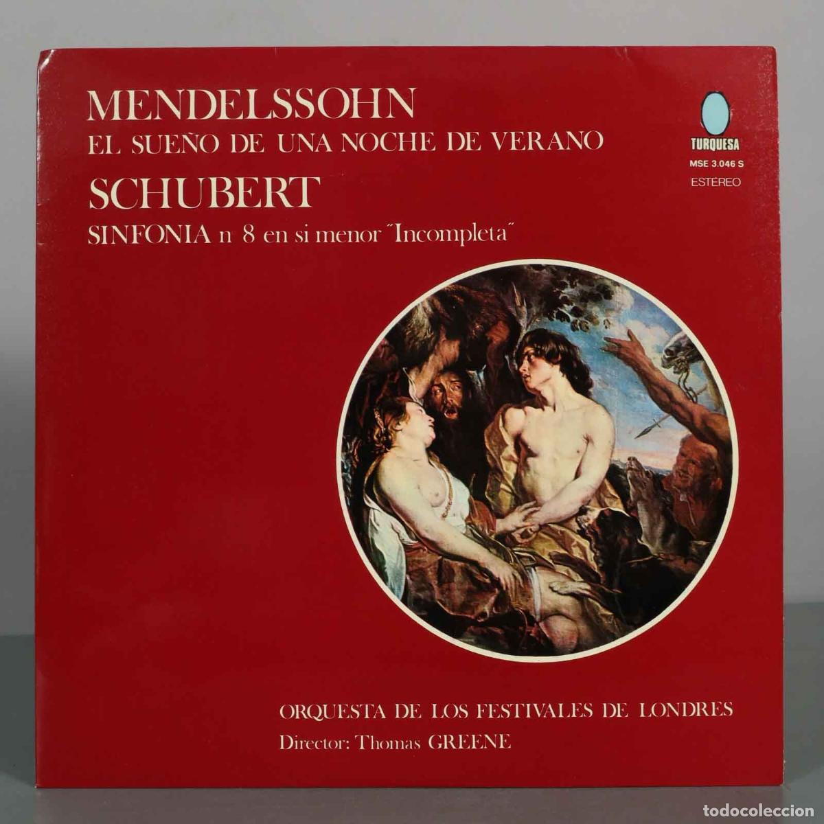 Discos de vinilo: LP. Mendelssohn, Schubert - El sue&ntilde;o de una noche de verano, Sinfon&iacute;a n 8 Incompleta - Orquesta de