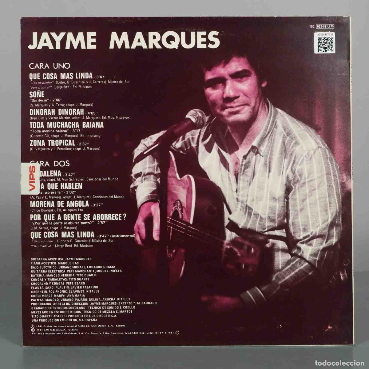 Discos de vinilo: LP. Jayme Marques - &iexcl;Qu&eacute; cosa m&aacute;s linda! - Foto 2