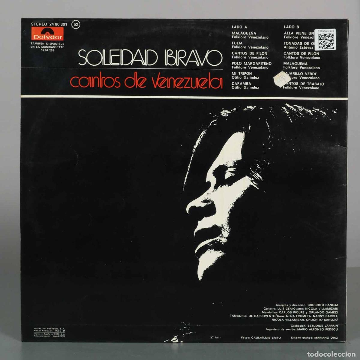 Discos de vinilo: LP. Cantos De Venezuela - Soledad Bravo - Foto 2