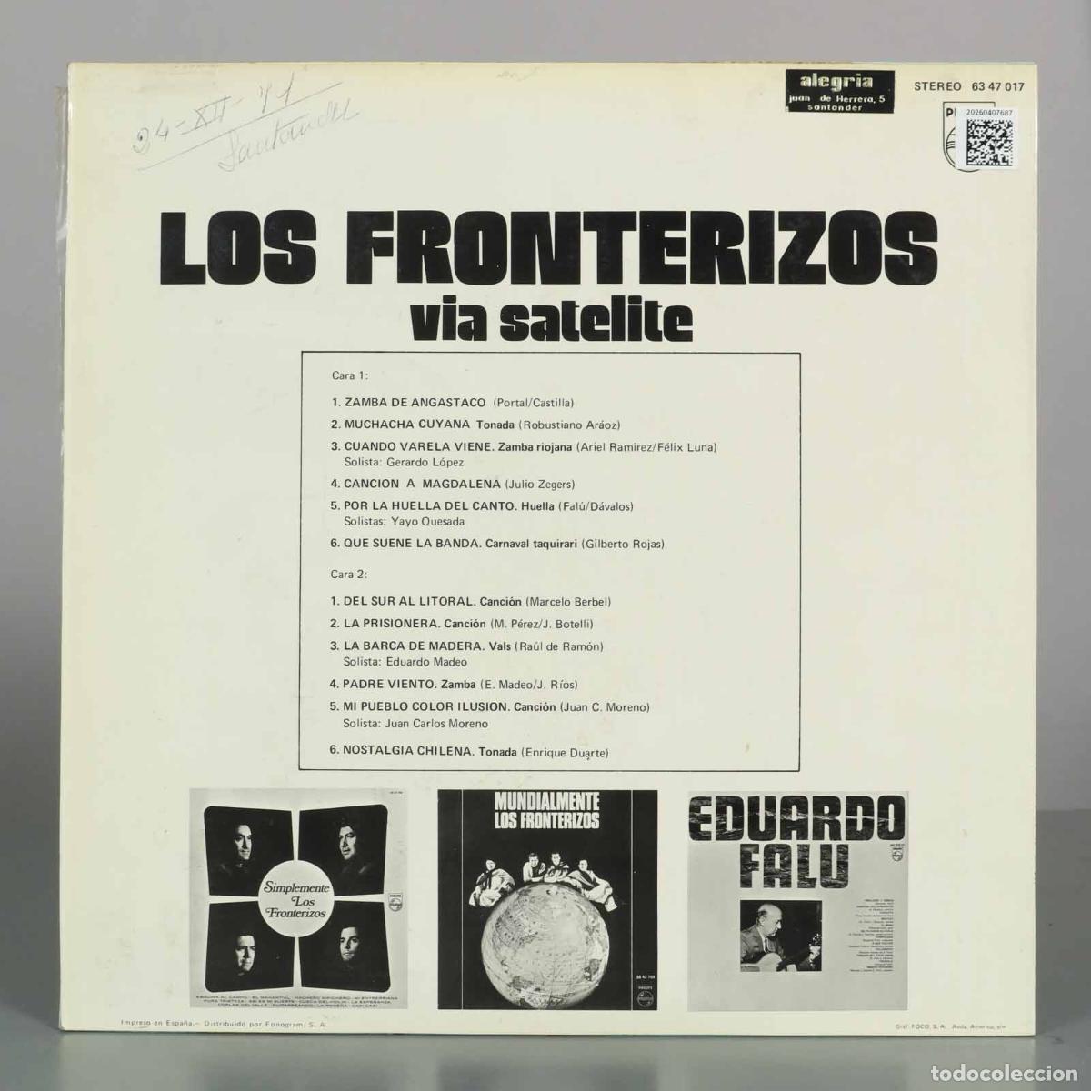 Discos de vinilo: LP. V&iacute;a Sat&eacute;lite - Los Fronterizos - Foto 2