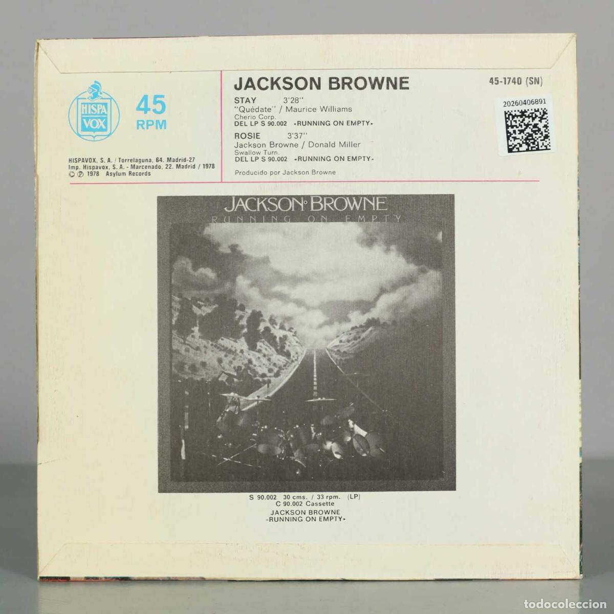 Discos de vinilo: SINGLE. JACKSON BROWNE Stay b/w Rosie - Foto 2