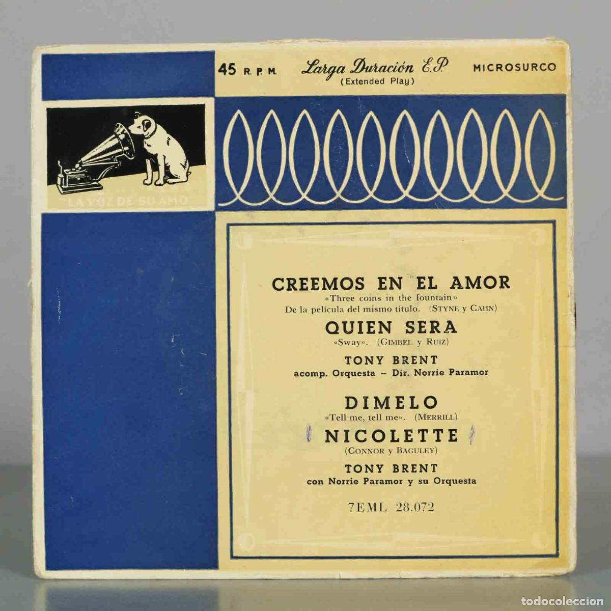 Discos de vinilo: EP. Creemos en el amor - Tony Brent - Norrie Paramor y su Orquesta - La Voz de su Amo