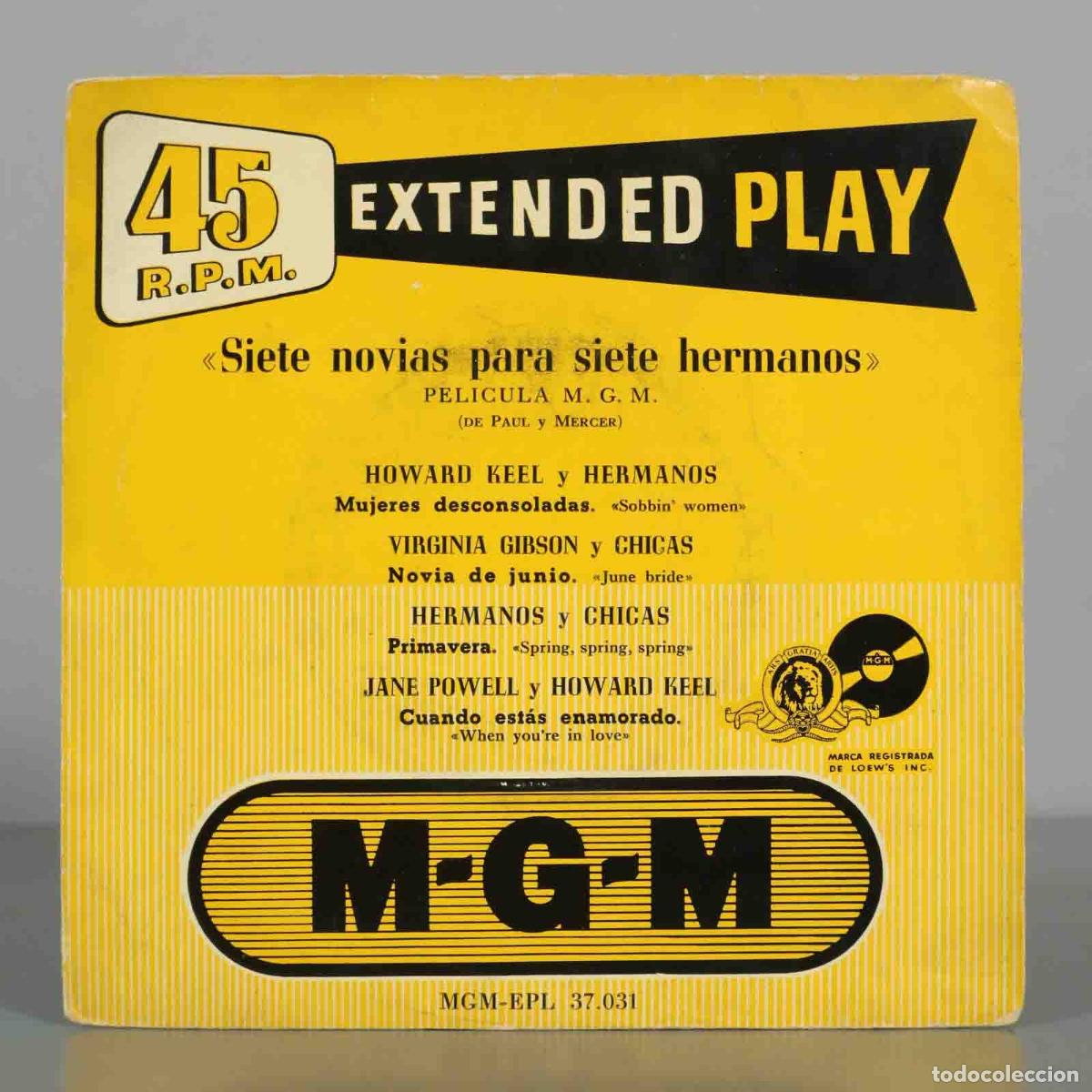 Discos de vinilo: EP. Siete novias para siete hermanos - Gene de Paul, Johnny Mercer, Jane Powell, Howard Keel
