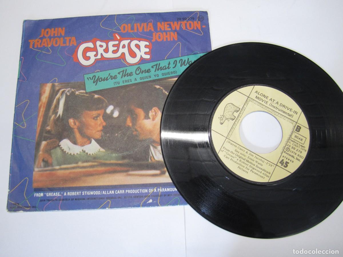 Disques de vinyle: disco vinilo single grease alone at a drive-in john travolta