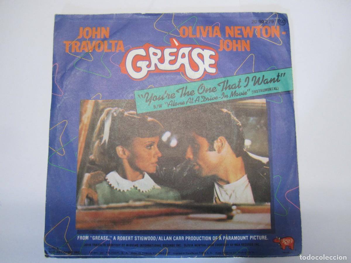 Discos de vinilo: disco vinilo single grease alone at a drive-in john travolta - Foto 3