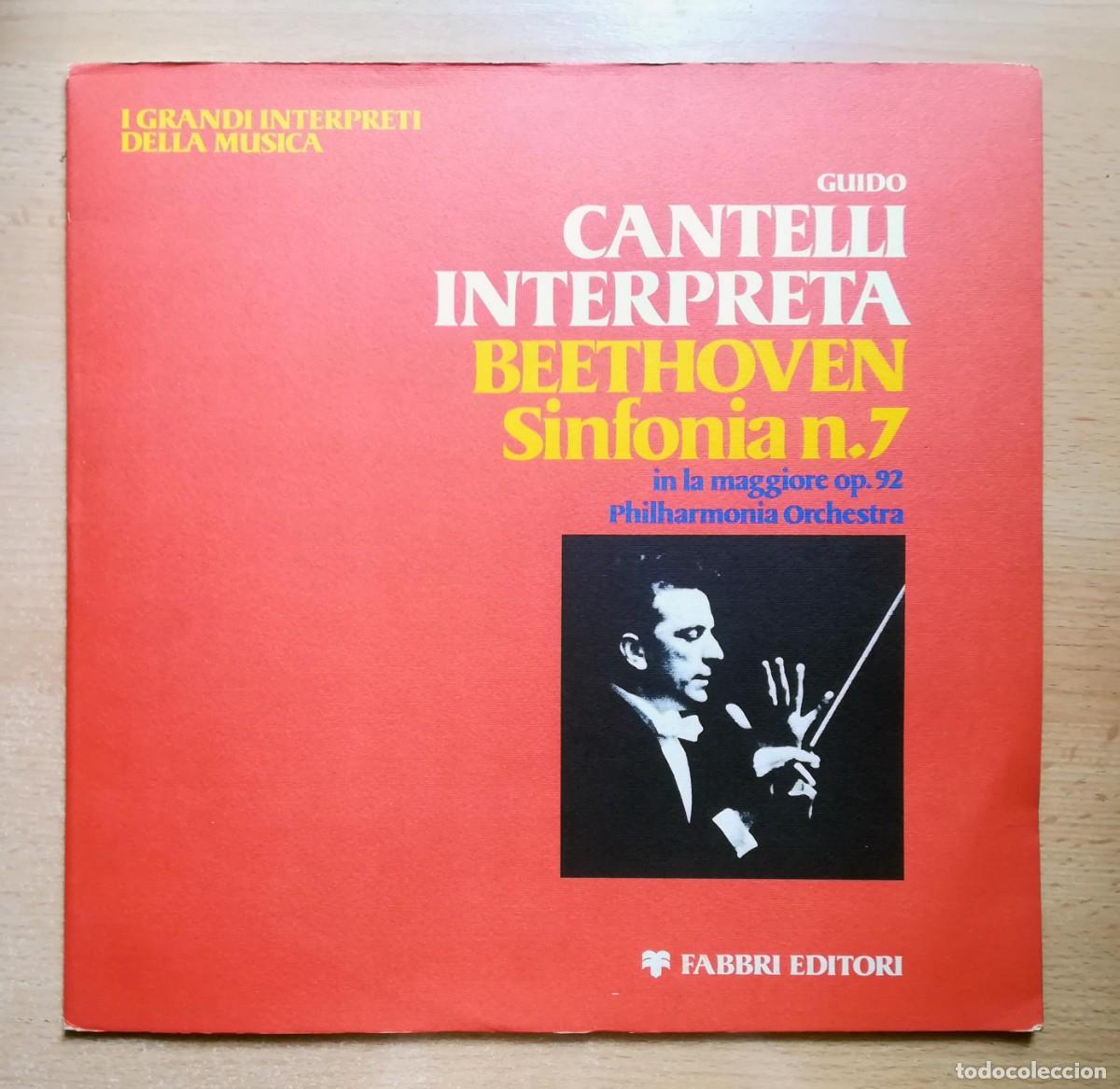 Discos de vinilo: Guido Cantelli interpreta Beerhoven. Sinfon&iacute;a N&ordm; 7. Carpeta con libreto.