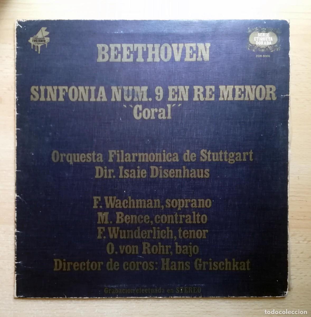 Discos de vinilo: LP Beethoven. Sinf. 9 en Re Menor Coral. Filarm&oacute;nica de Stuttgart- Isaie Disenhaus.