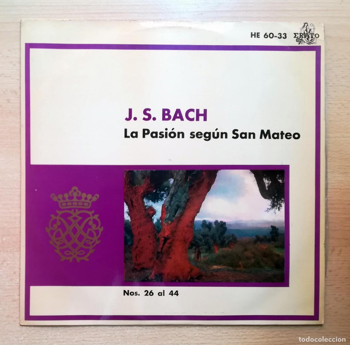 Discos de vinilo: LP J. S. Bach, La pasi&oacute;n seg&uacute;n San Mateo Nos. 26 al 44. Orq. Pforzheim. Dir: Fritz Werner.