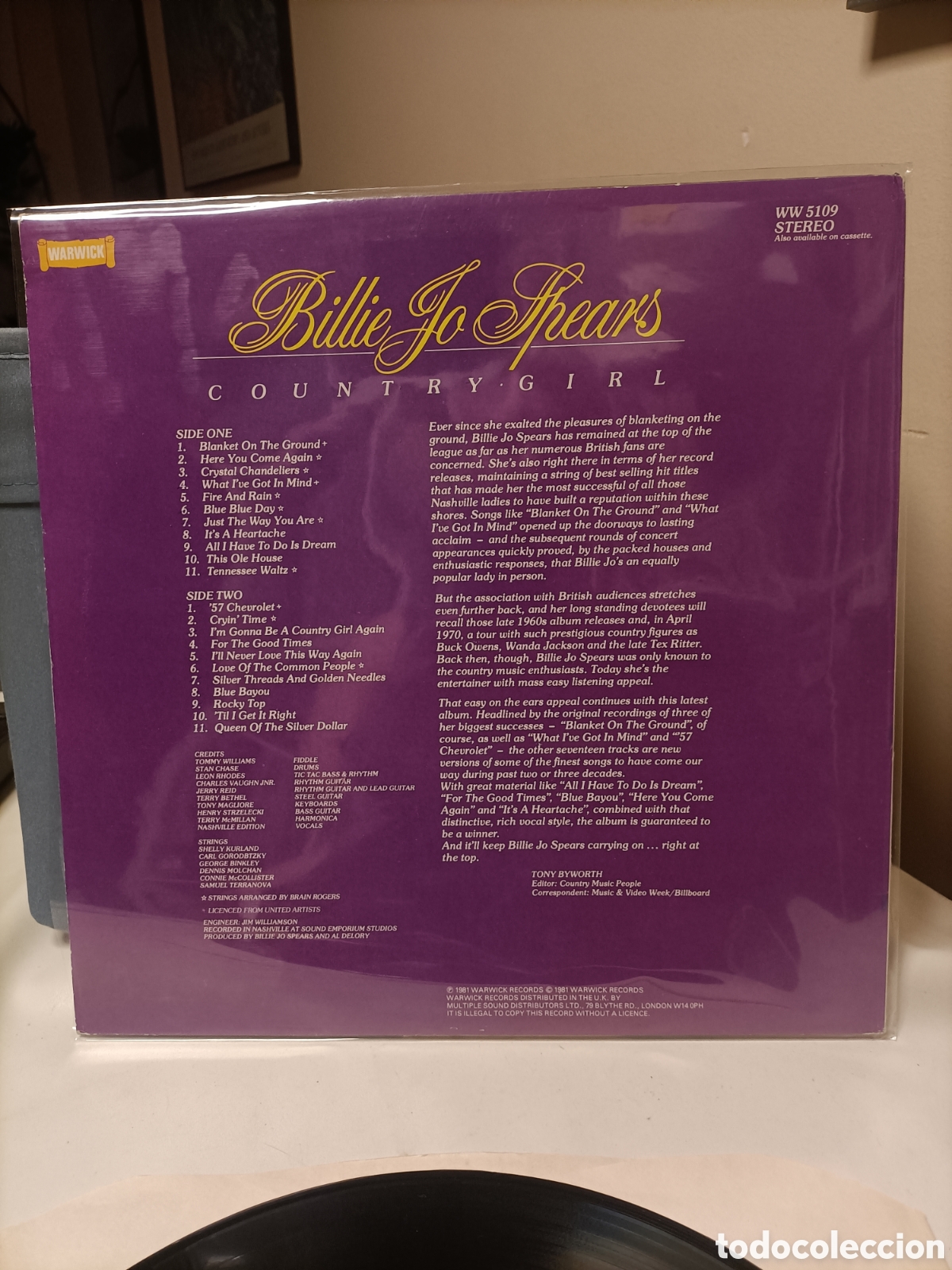 Discos de vinilo: Disco 1981 UK, Billie Jo Spears - Foto 3