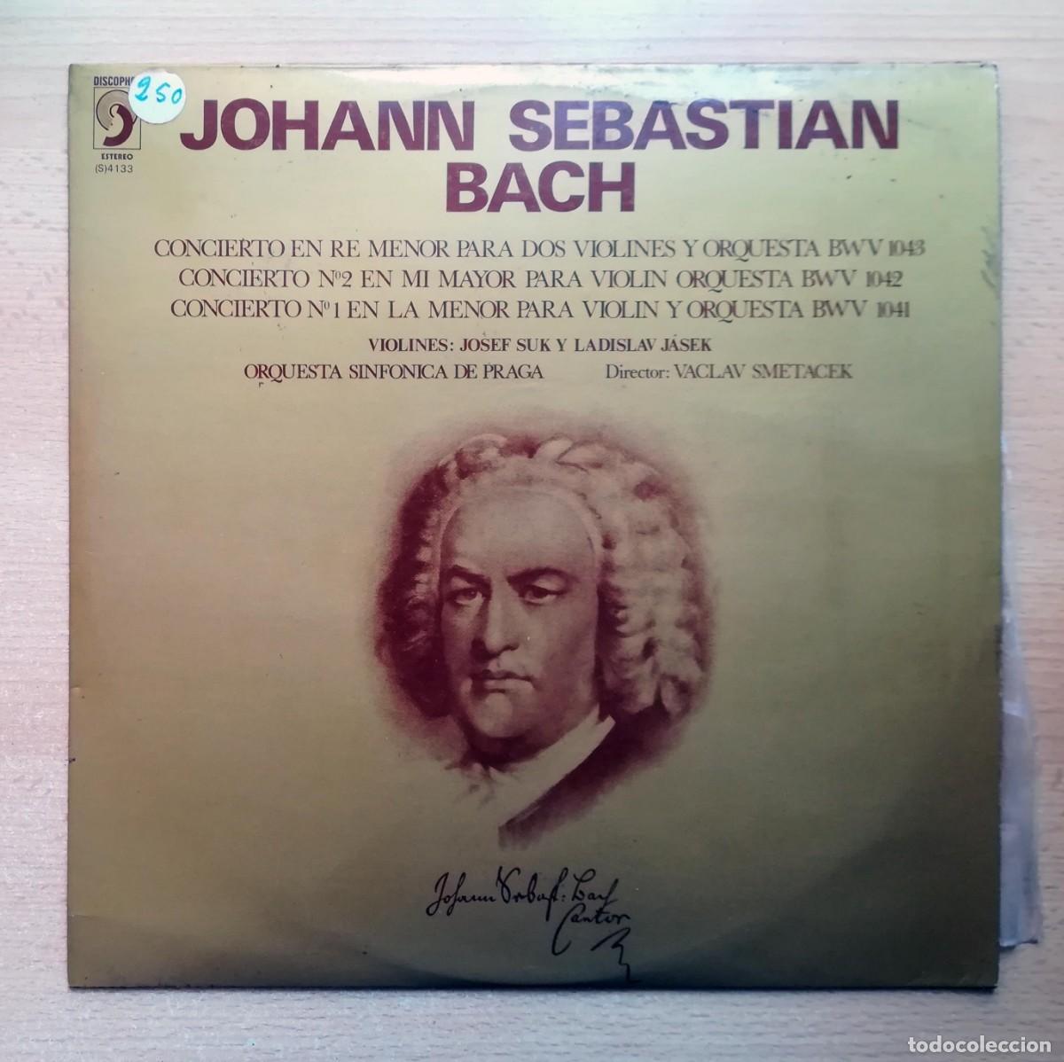 Discos de vinilo: Bach. Concierto Re Menor, N&ordm; 2 Mi Mayor, N&ordm; 1 La Menor. Sinf&oacute;nica Praga. Vaclav Smetacek.