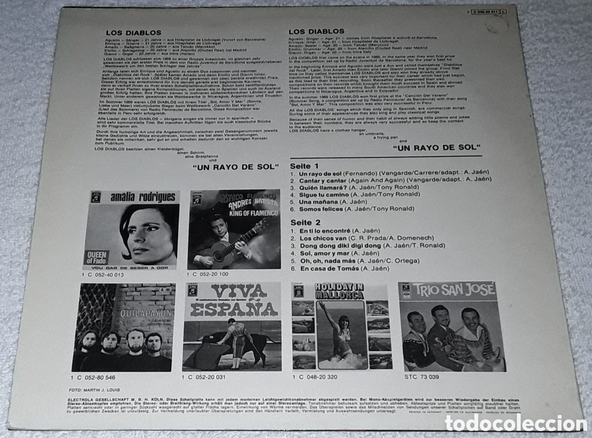 Discos de vinilo: LP - LOS DIABLOS - UN RAYO DE SOL - MADE IN GERMANY - Foto 2