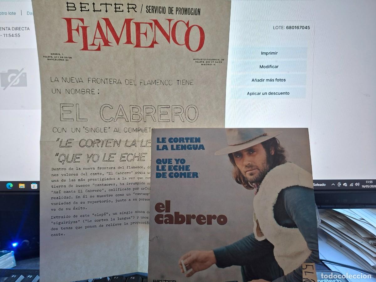 Discos de vinilo: EL CABRERO - LE CORTEN LA LENGUA- SINGLE DE VINILO PROMOCIONAL COMPLETO - C - 37