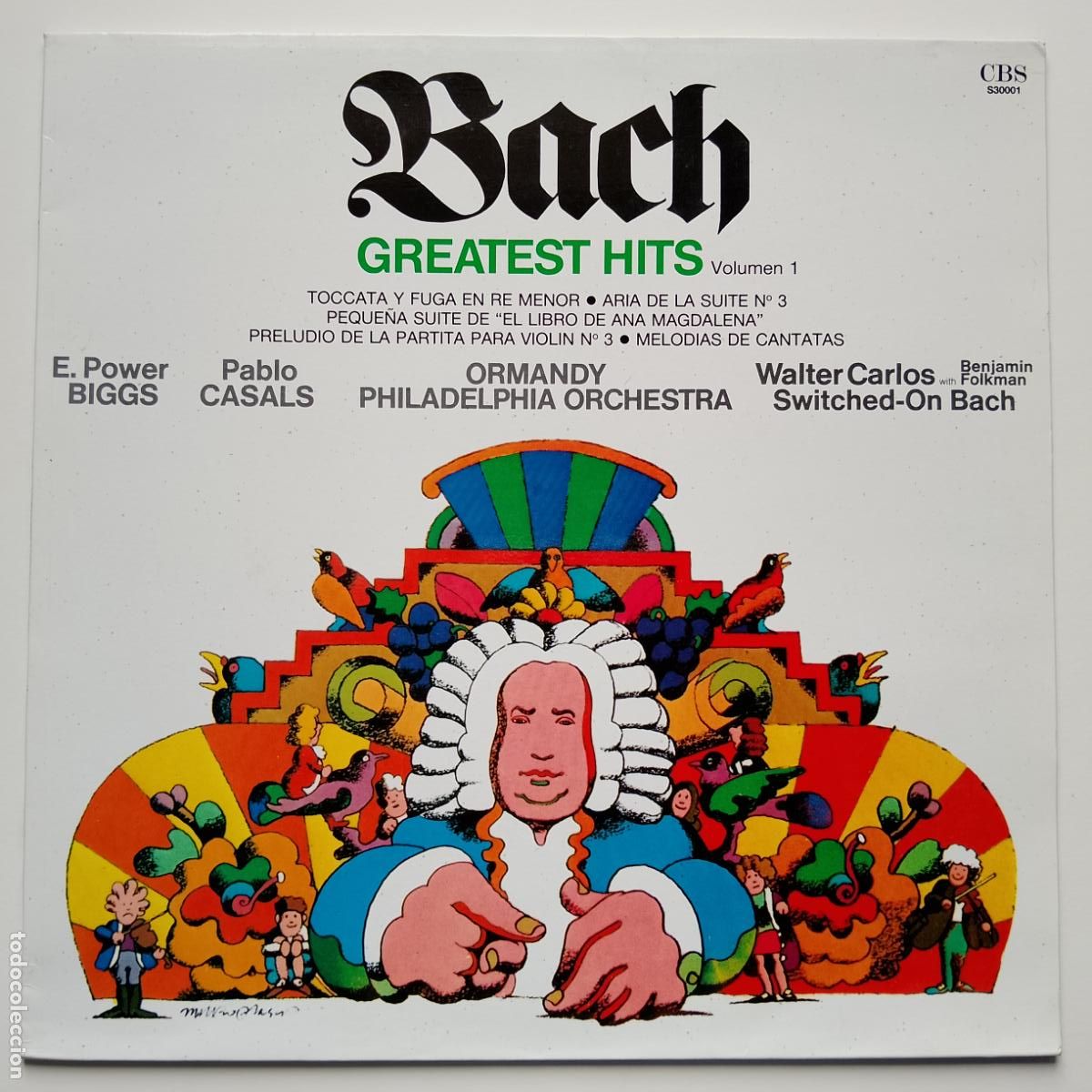 Discos de vinilo: Bach. Pablo Casals, Walter Carlos Switched...-Greatest Hits Volumen 1 (LP CBS) portada Milton Glaser