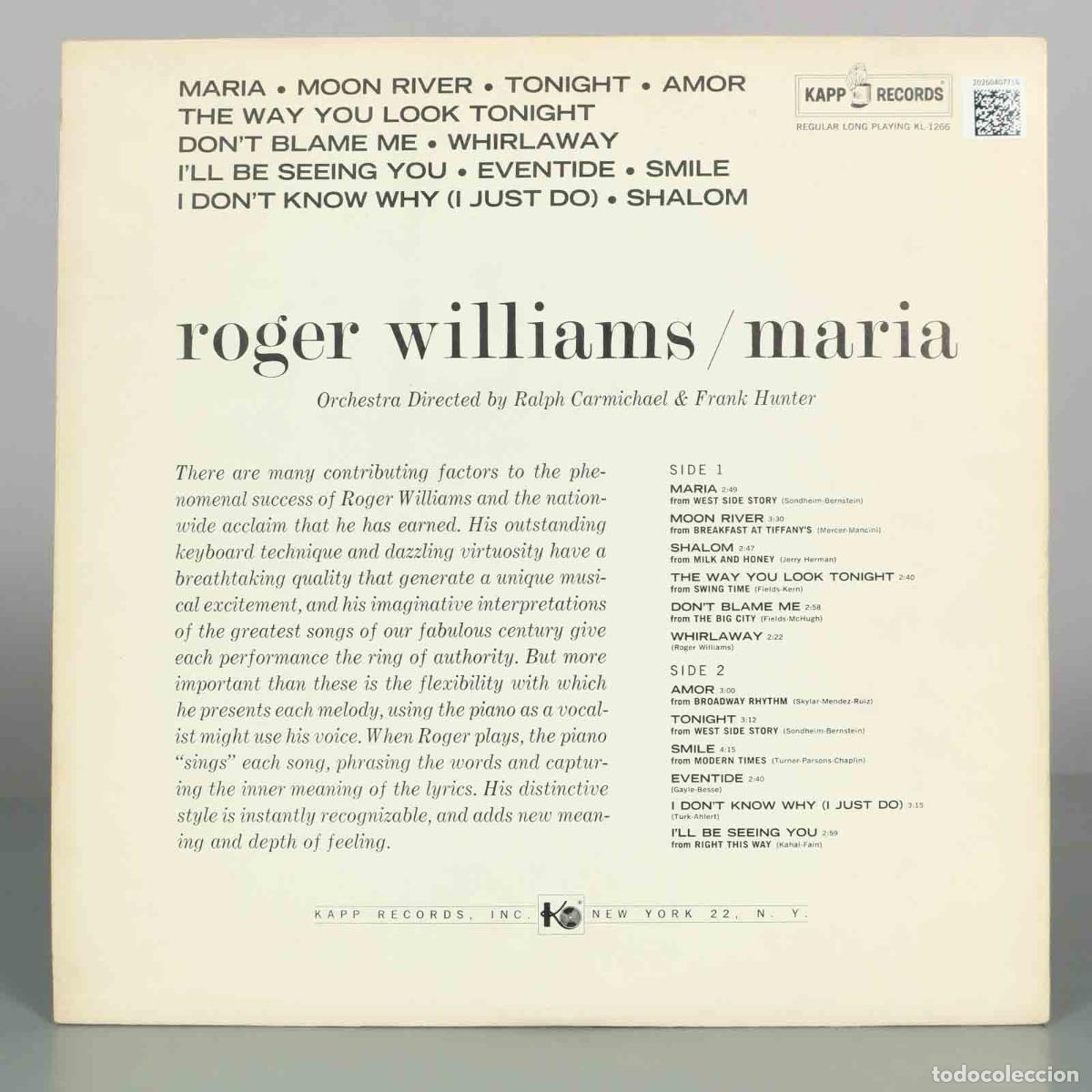 Discos de vinilo: LP. Maria - Roger Williams - Foto 2