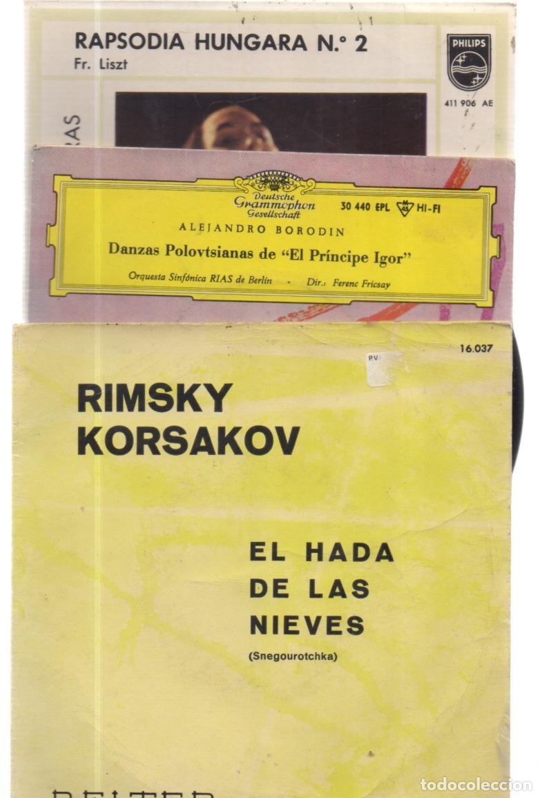 Disques de vinyle: LOTE 3 DISCOS VINILO, E.P. SINGLES , 45 R.P.M. = RIMSKY KORSAKOV , ALEJANDRO BORODIN , ROBERTO BENZI