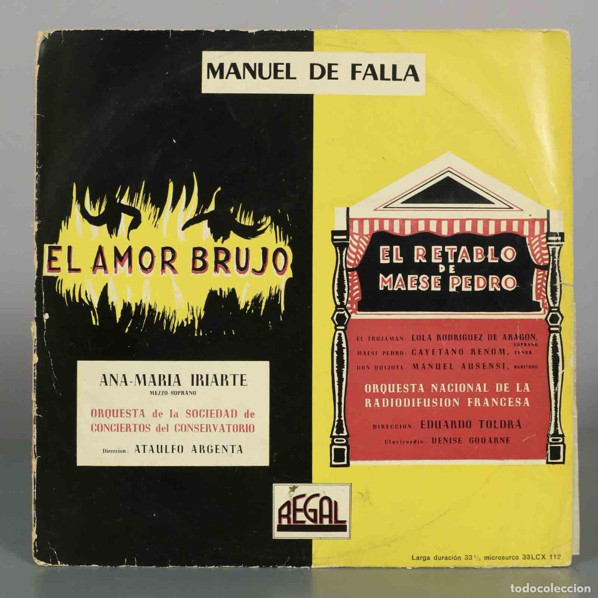 Discos de vinilo: LP. El Amor Brujo, El Retablo de Maese Pedro - Manuel de Falla - Ana Mar&iacute;a Iriarte, Ata&uacute;lfo Argenta
