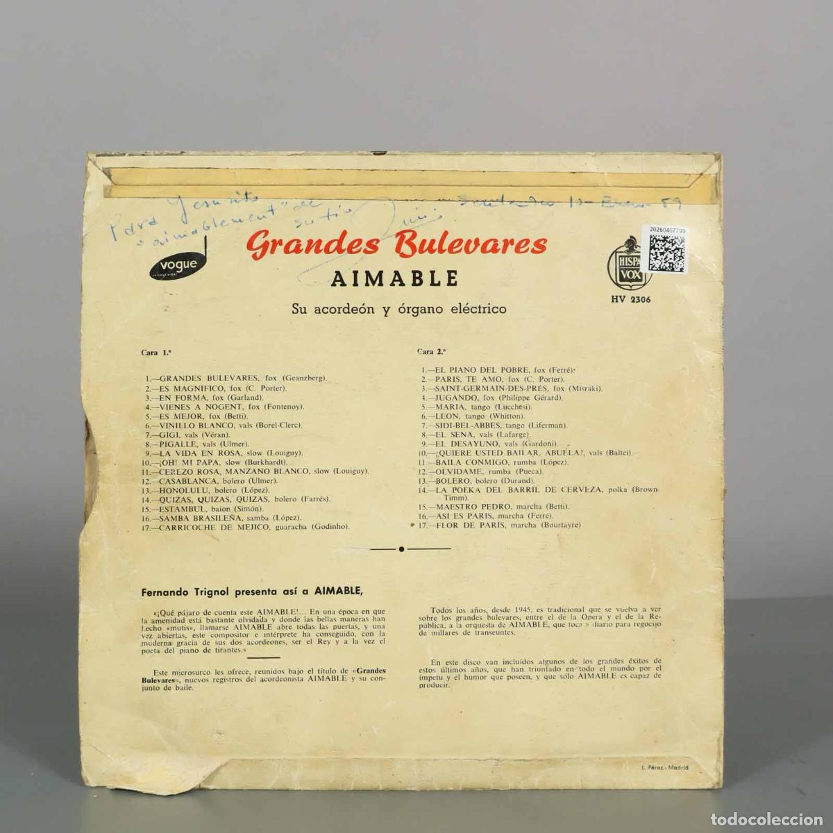 Discos de vinilo: LP. Grandes Bulevares - Aimable - Foto 2