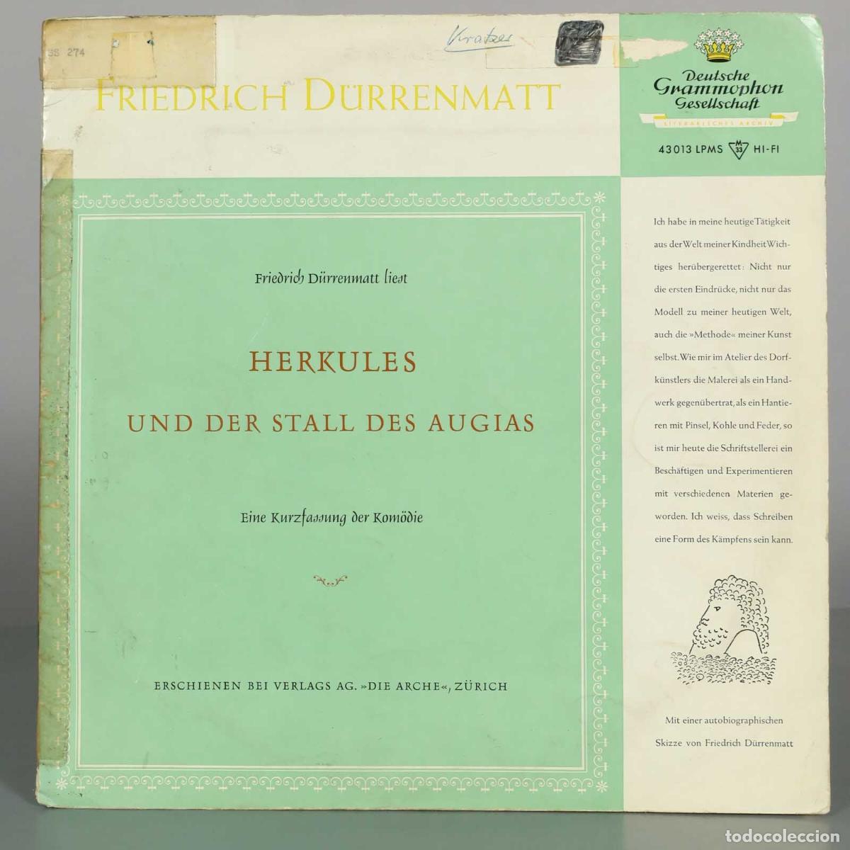 Discos de vinilo: LP. Friedrich D&uuml;rrenmatt - Liest Herkules Und Der Stall Des Augias - Eine Kurzfassung Der Kom&ouml;die -