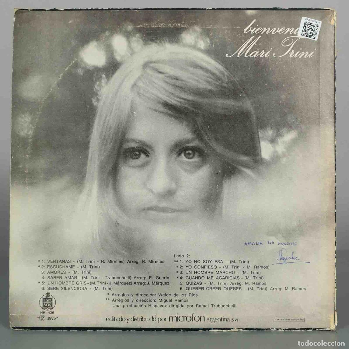 Discos de vinilo: LP. Bienvenida - Mari Trini - Foto 2