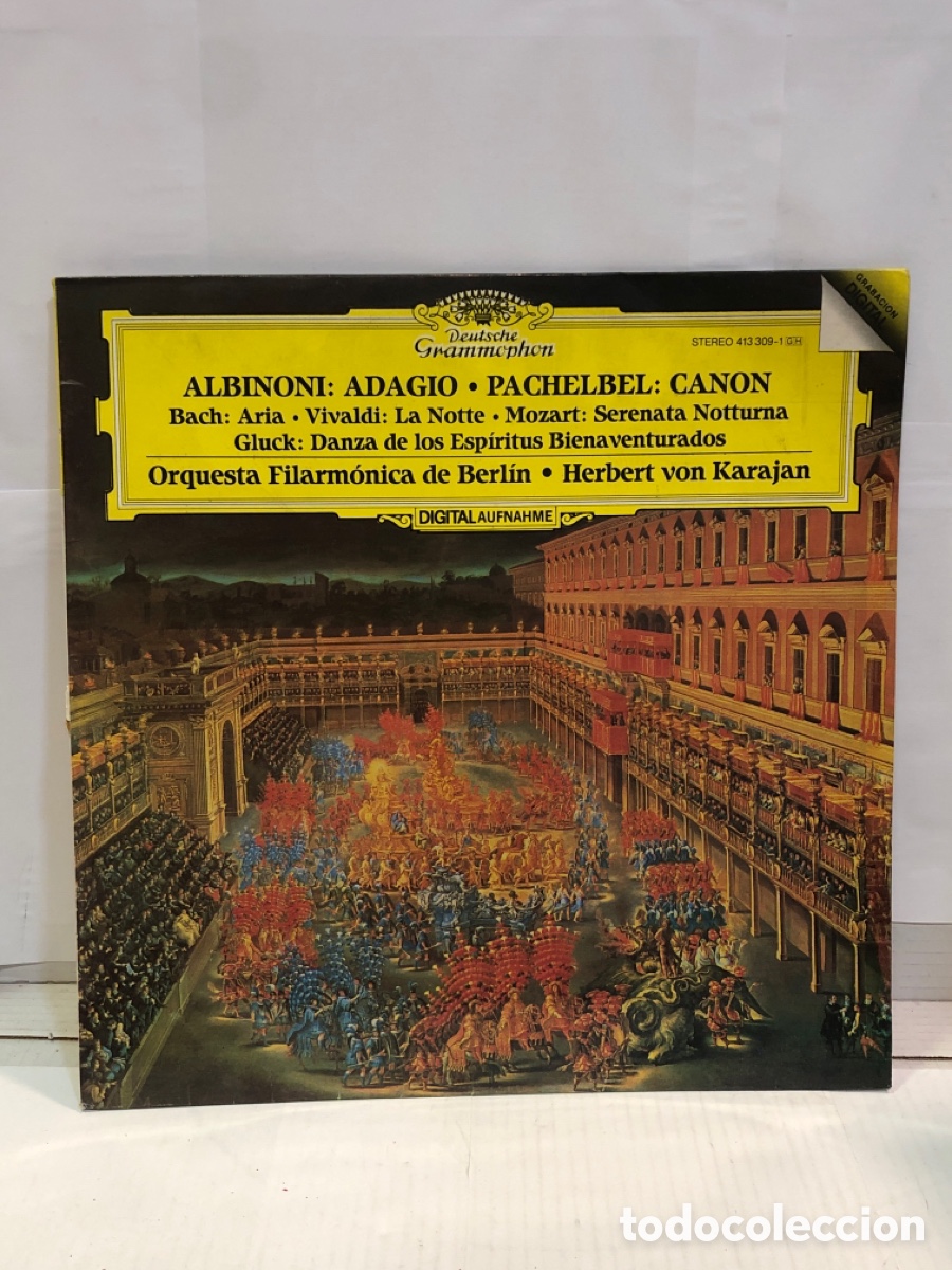 Discos de vinilo: Vinilo - Albinoni: Adago, Pachelbel: canon. Orquesta filarm&oacute;nica de Berl&iacute;n