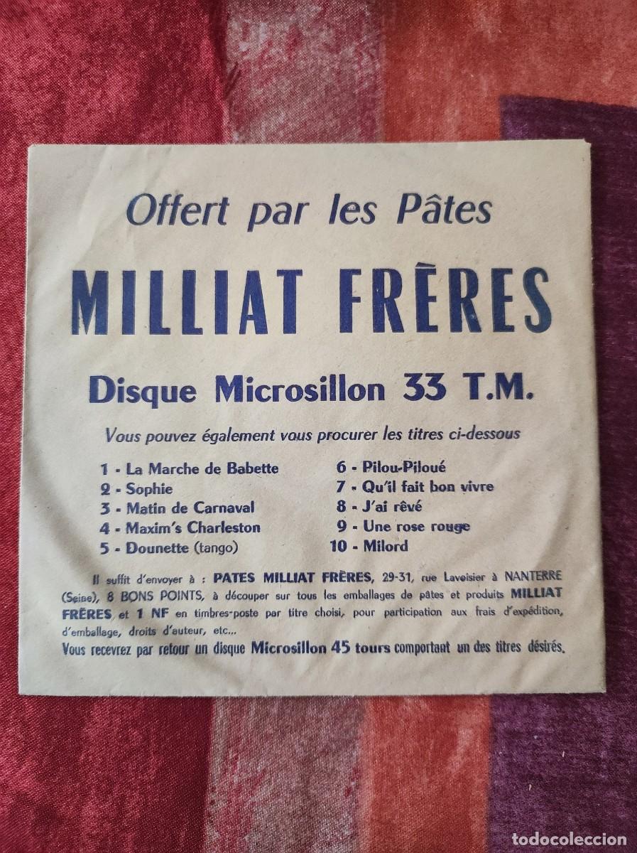 Discos de vinilo: Rareza Publicitaria Vintage - Disco Vinilo Promocional &rdquo;P&acirc;tes Milliat Fr&egrave;res&rdquo; (A&ntilde;os 60/70)