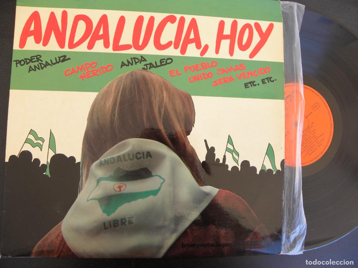 Discos de vinilo: ANDALUCIA HOY -PODER ANDALUZ, ANDA JALEO, LAS BARRICADAS, LA INTERNACIONAL -LP 1978