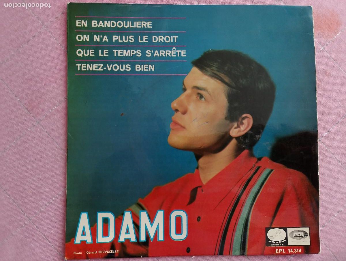 Discos de vinilo: Adamo &ndash; En Bandouli&egrave;re / On N'a Plus Le Droit / Que Le Temps S'arr&ecirc;te / Tenez Vous Bien, 1966, ed es