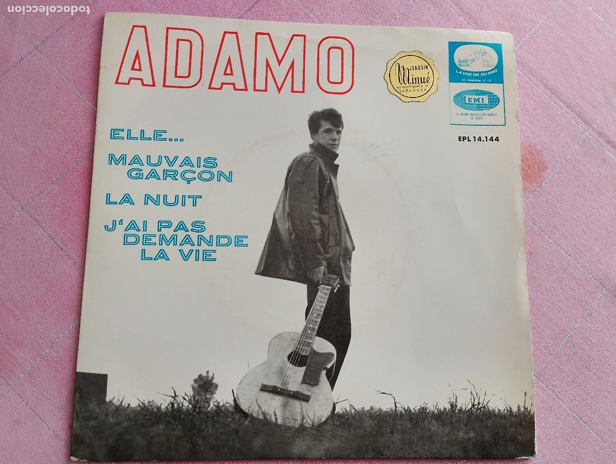 Discos de vinilo: Adamo &lrm;&ndash; Elle... / Mauvais Gar&ccedil;on / La Nuit / J'ai Pas Demande La Vie, 1965 ed espa&ntilde;ola